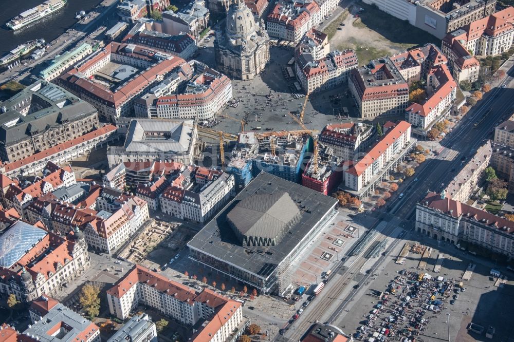 Dresden aus der Vogelperspektive: Platz- Ensemble Neumarkt im Ortsteil Altstadt in Dresden im Bundesland Sachsen, Deutschland