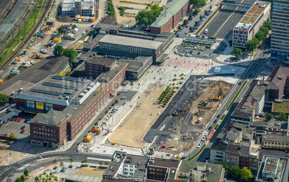 Luftaufnahme Duisburg - Platz- Ensemble Portsmouthplatz - Mercatorstraße im Innenstadt- Zentrum in Duisburg im Bundesland Nordrhein-Westfalen, Deutschland