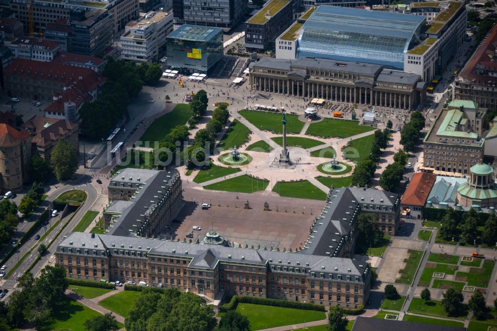 Luftaufnahme Stuttgart - Platz- Ensemble Schlossplatz in Stuttgart im Bundesland Baden-Württemberg, Deutschland