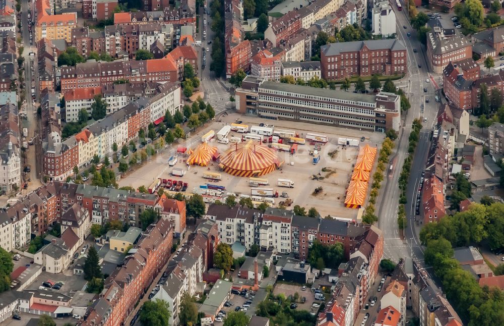 Kiel von oben - Platz- Ensemble Wilhelmplatz in Kiel im Bundesland Schleswig-Holstein, Deutschland