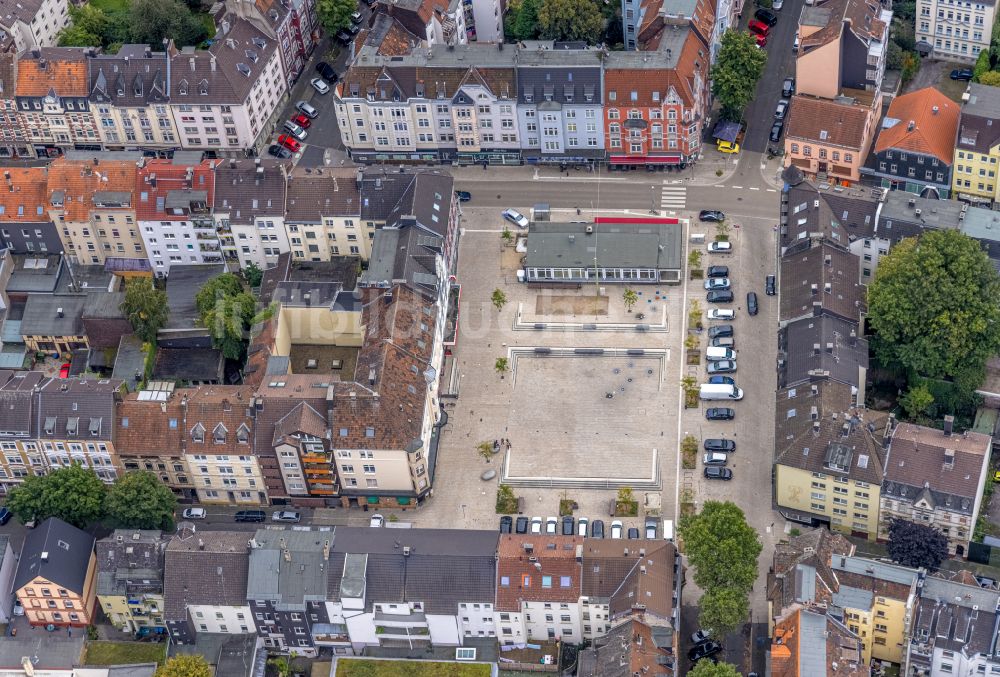 Hagen aus der Vogelperspektive: Platz- Ensemble Wilhelmsplatz in Hagen im Bundesland Nordrhein-Westfalen, Deutschland