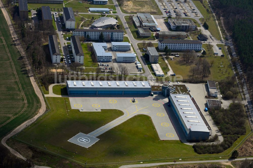 Ahrensfelde von oben - Polizei- Helikopter- Landeplatz in Ahrensfelde im Bundesland Brandenburg