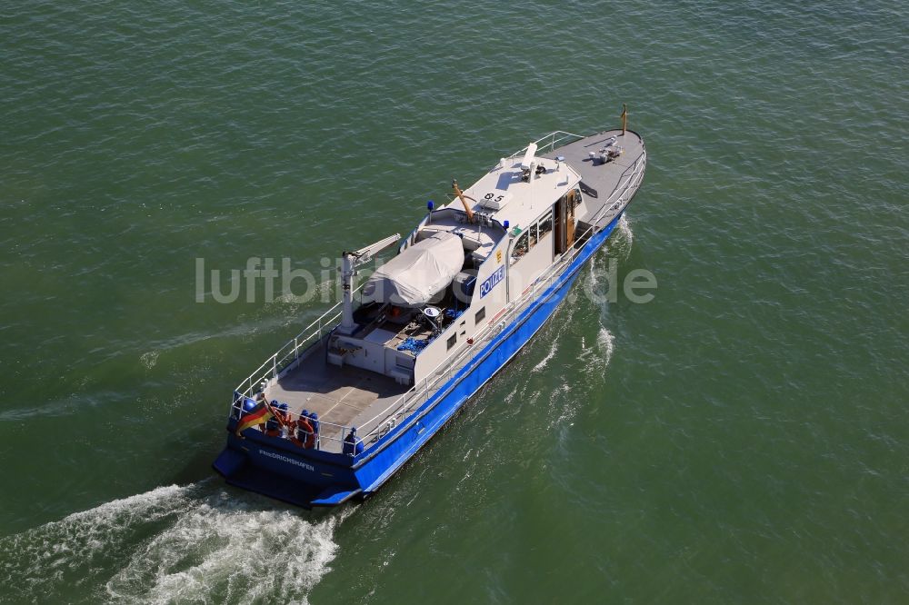 Luftbild Friedrichshafen - Polizeiboot WSP 21 der Wasserschutzpolizei beim Hafen in Friedrichshafen im Bundesland Baden-Württemberg