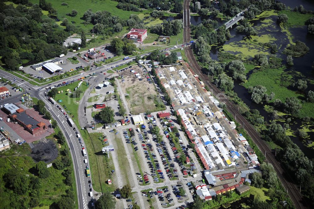 Kostrzyn / Küstrin von oben - Polnischer Markt in Küstrin