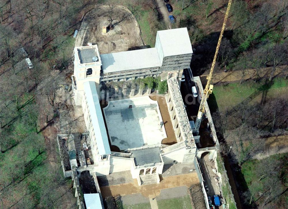 Potsdam von oben - Potsdam - Rekonstruktion des Schloß Bellvedere auf dem Pfingstberg.