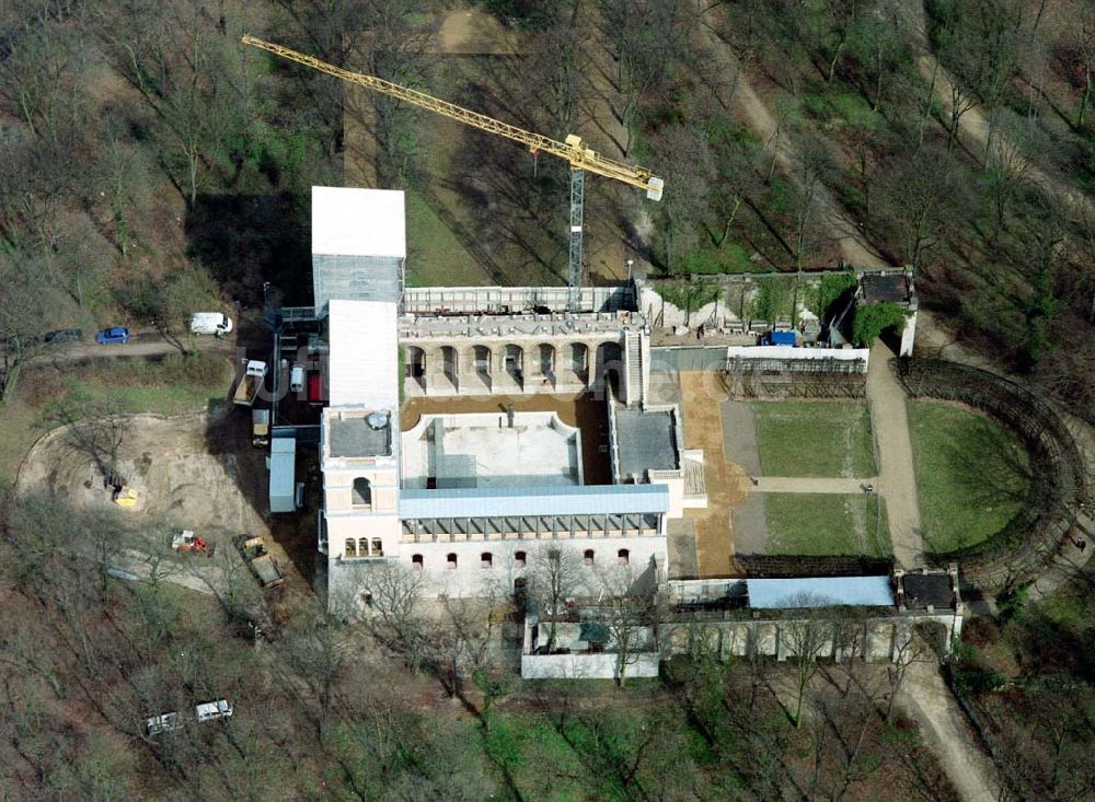 Potsdam aus der Vogelperspektive: Potsdam - Rekonstruktion des Schloß Bellvedere auf dem Pfingstberg.