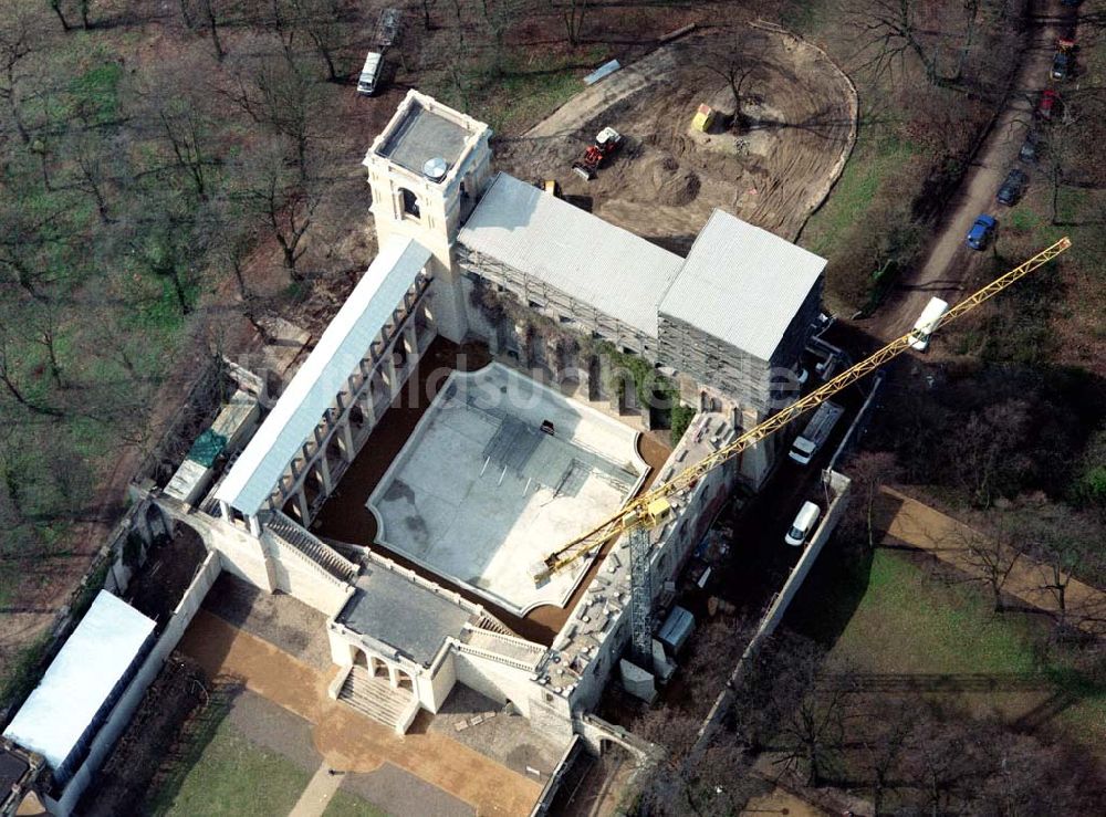 Luftbild Potsdam - Potsdam - Rekonstruktion des Schloß Bellvedere auf dem Pfingstberg.