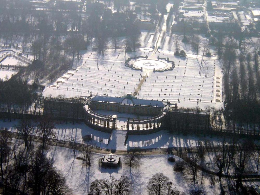 Luftbild Potsdam/Brandenburg - Potsdam 13.02.2003 Winterstimmung am Neuen Palais in Potsdam Webmaster@Park-Sanssouci.de Pilot: Grahn