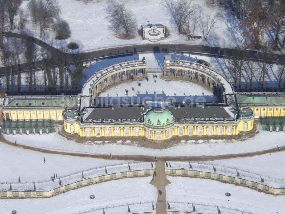 Luftbild Potsdam/Brandenburg - Potsdam 13.02.2003 Winterstimmung am Neuen Palais in Potsdam Webmaster@Park-Sanssouci.de Pilot: Grahn