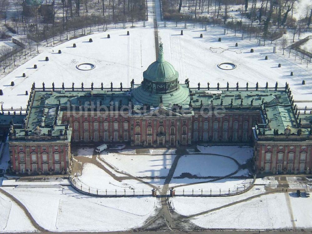 Luftbild Potsdam/Brandenburg - Potsdam 13.02.2003 Winterstimmung am Neuen Palais in Potsdam Webmaster@Park-Sanssouci.de Pilot: Grahn