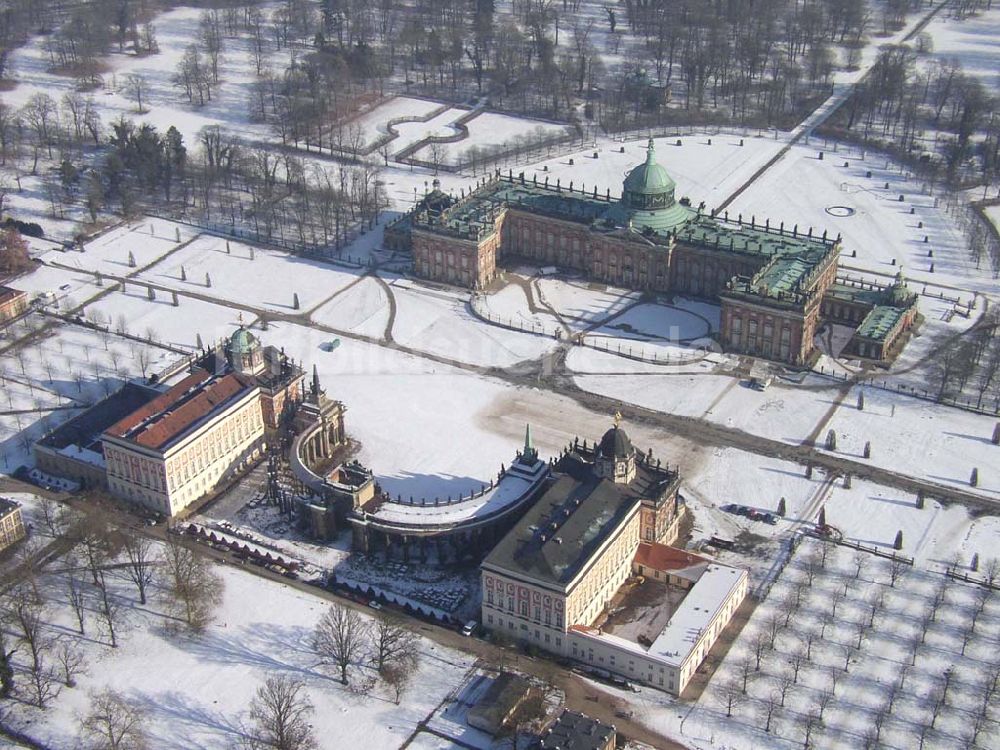 Luftaufnahme Potsdam/Brandenburg - Potsdam 13.02.2003 Winterstimmung am Neuen Palais in Potsdam Webmaster@Park-Sanssouci.de Pilot: Grahn