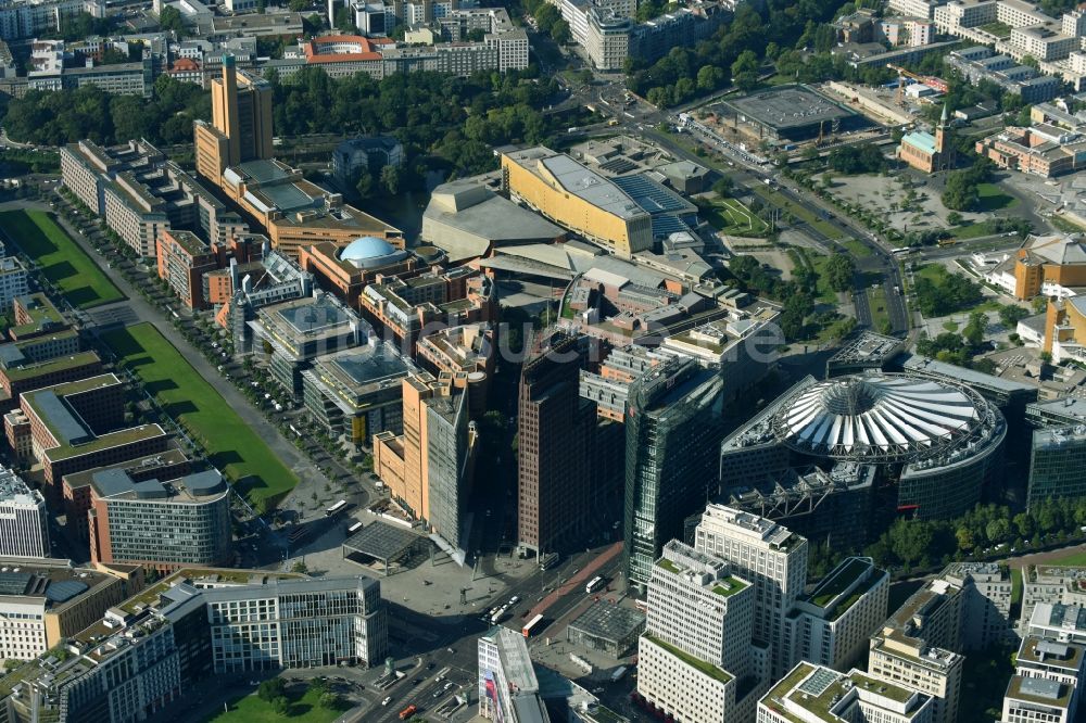 Berlin von oben - Potsdamer und Leipziger Platz im Innenstadt- Zentrum in Berlin