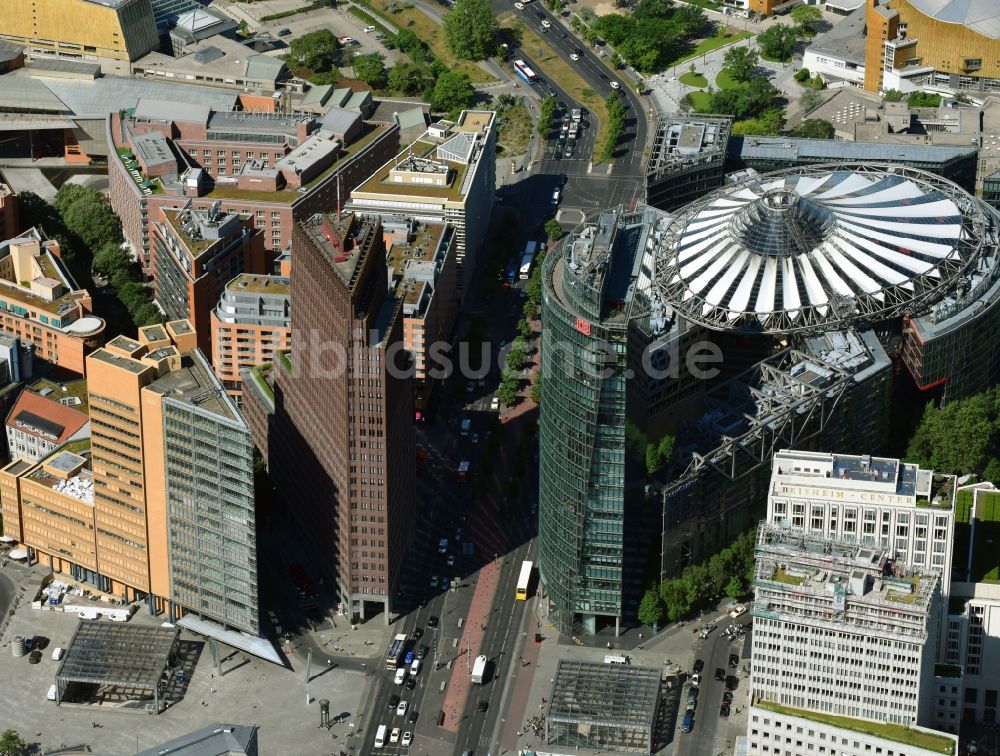 Berlin aus der Vogelperspektive: Potsdamer und Leipziger Platz im Innenstadt- Zentrum in Berlin