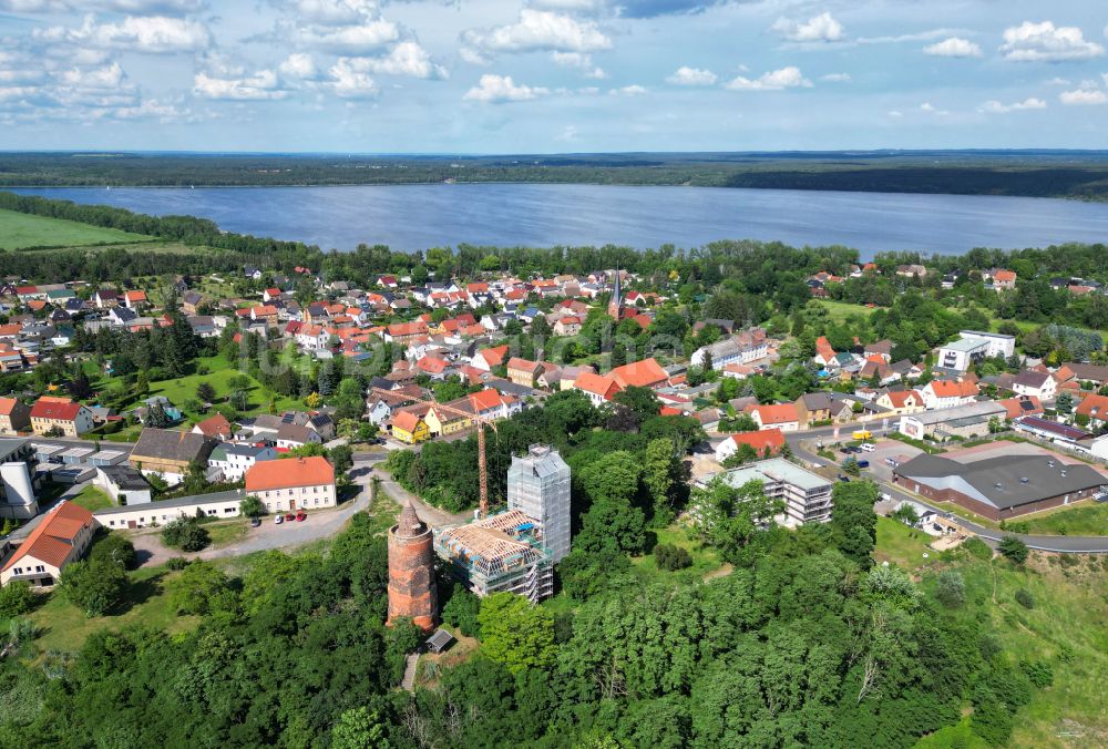 Luftaufnahme Muldestausee - Pouch am Großen Goitzschesee im Bundesland Sachsen-Anhalt, Deutschland
