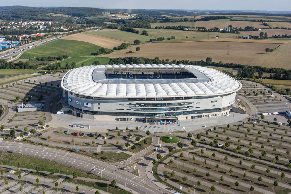 Sinsheim von oben - Pre Zero Arena - Rhein-Neckar-Arena in Sinsheim im Bundesland Baden-Württemberg