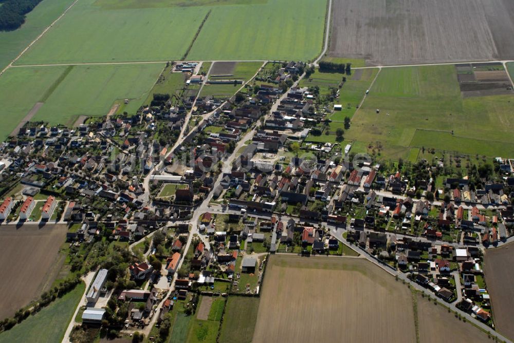 Pressel aus der Vogelperspektive: Pressel in Sachsen mit Blick auf die Kirche der Gemeinde