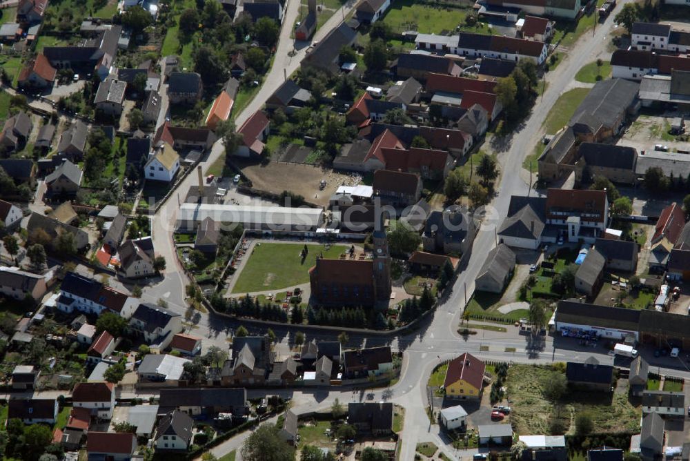 Luftaufnahme Pressel - Pressel in Sachsen mit Blick auf die Kirche der Gemeinde