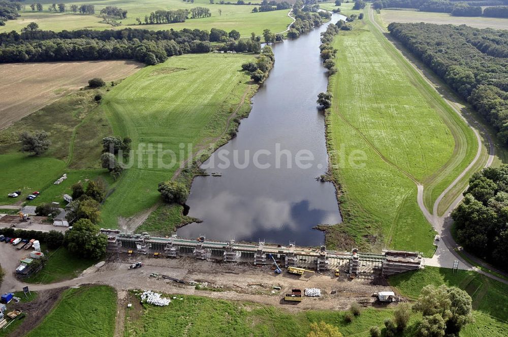 Luftaufnahme Pretzien - Pretziener Wehr bei Schönebeck