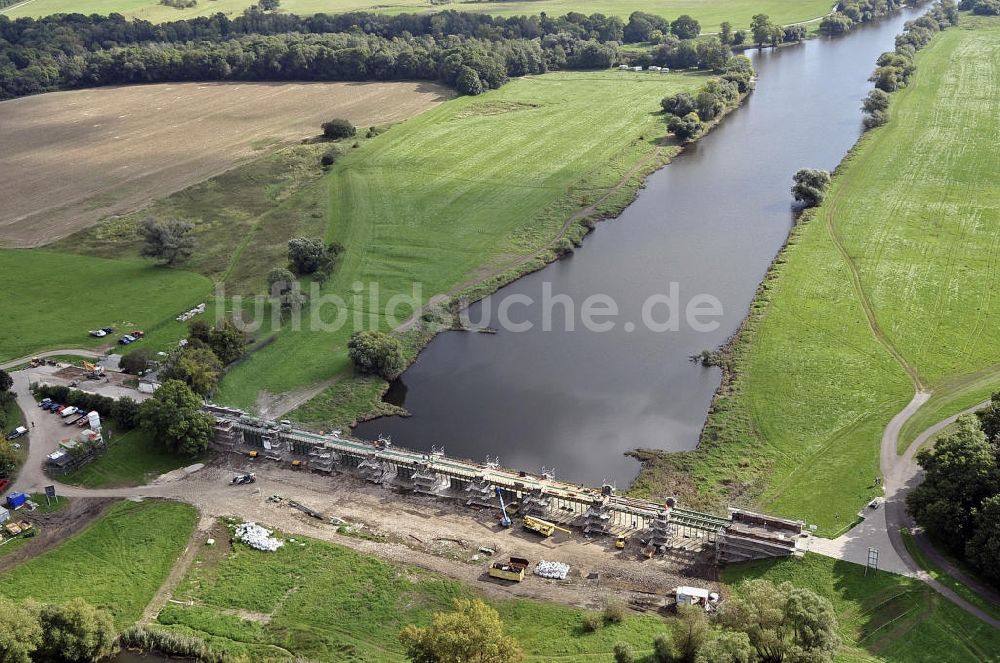 Pretzien aus der Vogelperspektive: Pretziener Wehr bei Schönebeck