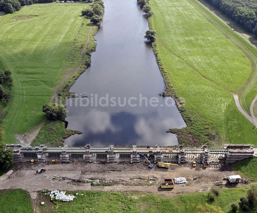 Luftaufnahme Pretzien - Pretziener Wehr bei Schönebeck