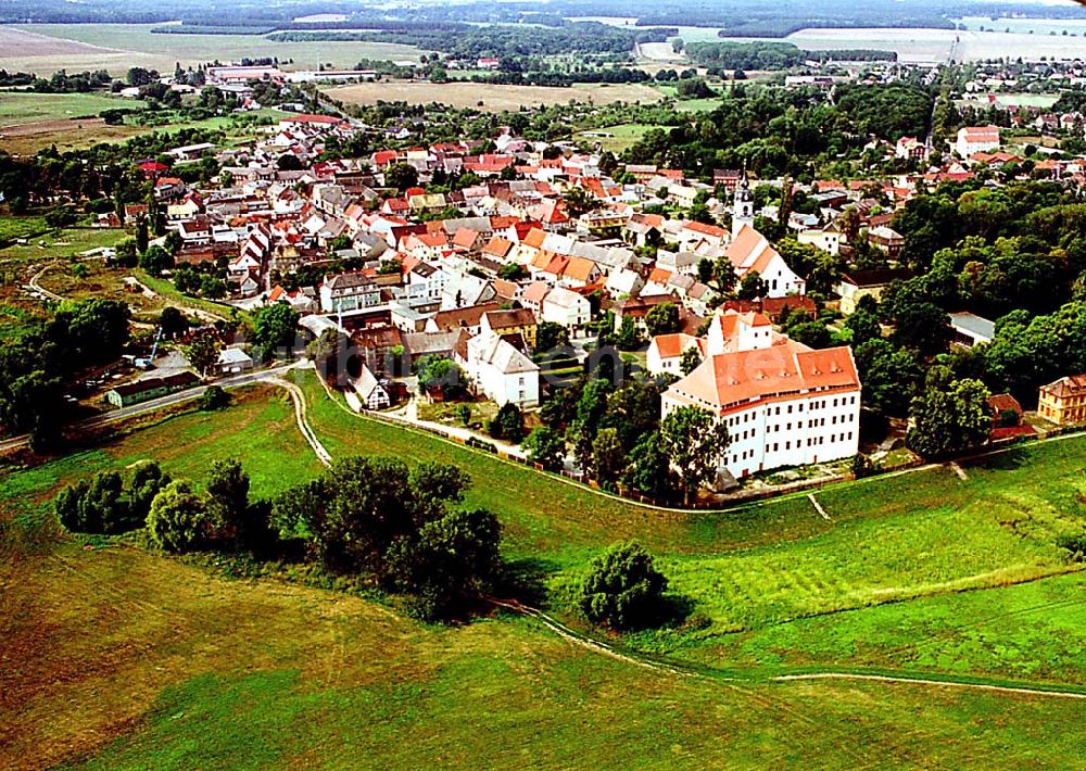 Luftaufnahme Pretzsch / Sachsen-Anhalt - Pretzsch / Sachsen-Anhalt Stadtansicht von Prtzsch an der Elbe in Sachsen-Anhalt mit Blick auf das Schloß Pretzsch (rechts)