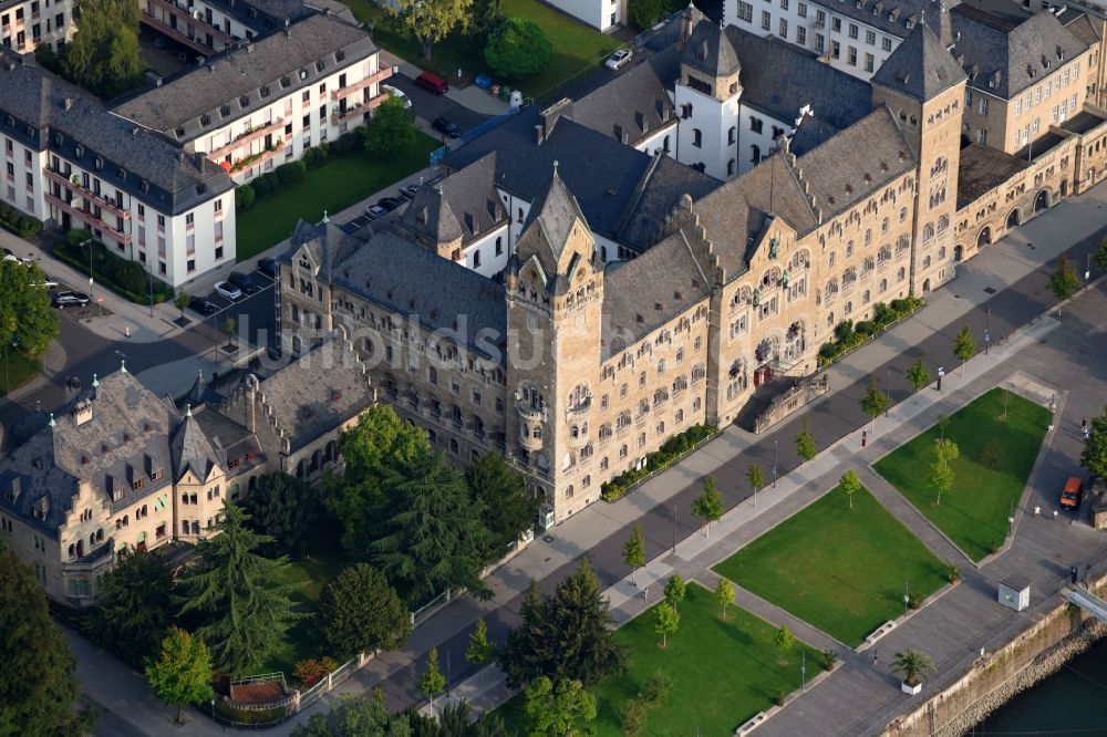 Koblenz von oben - Preußisches Regierungsgebäude in Koblenz im Bundesland Rheinland-Pfalz