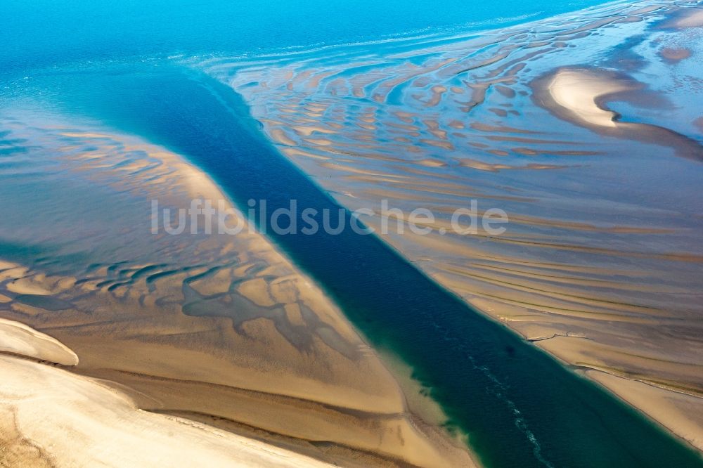 Luftaufnahme Fanö - Priel zur Sandbank Peter Meyers im Süden der Nordseeinsel Fanö in Region Syddanmark, Dänemark