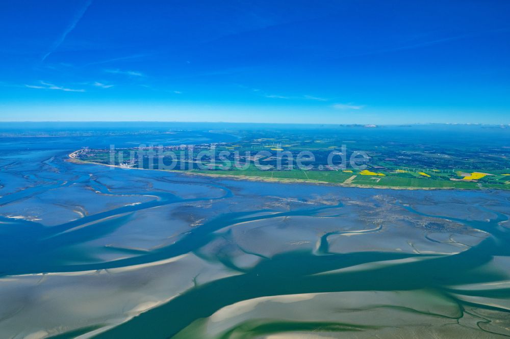 Wurster Nordseeküste von oben - Prielenbildung in der Wattenmeerlandschaft der Wurster Nordseeküste im Bundesland Niedersachsen, Deutschland