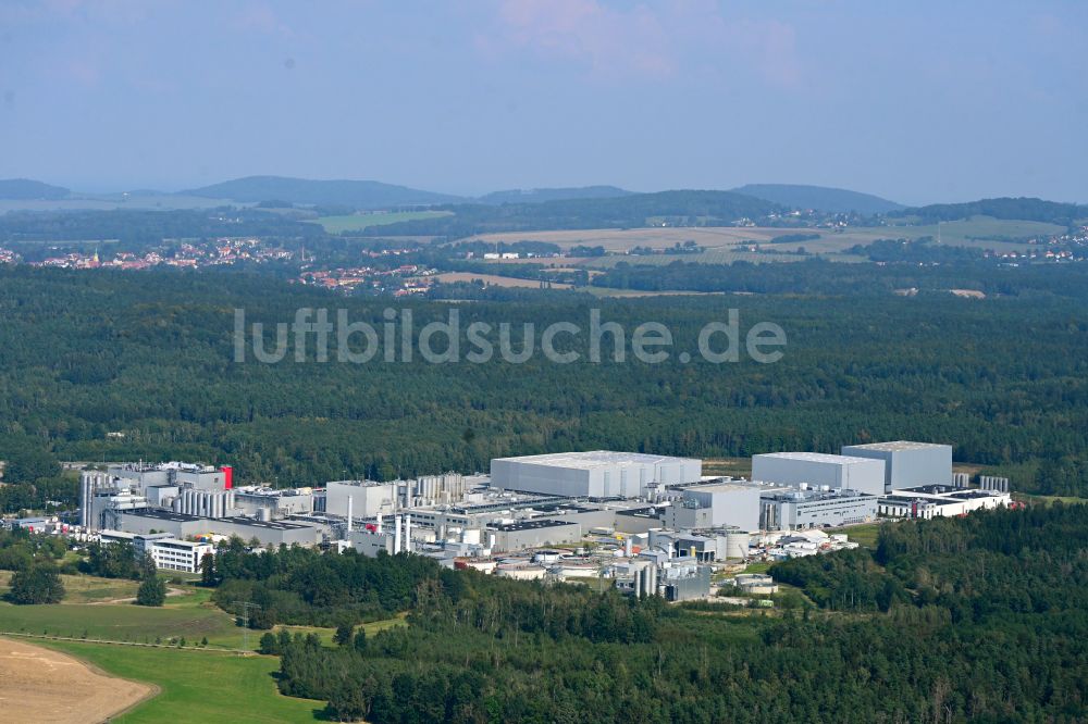 Luftaufnahme Feldschlößchen - Produktionsanlagen des Unternehmens Sachsenmilch im Ortsteil Leppersdorf in Wachau im Bundesland Sachsen