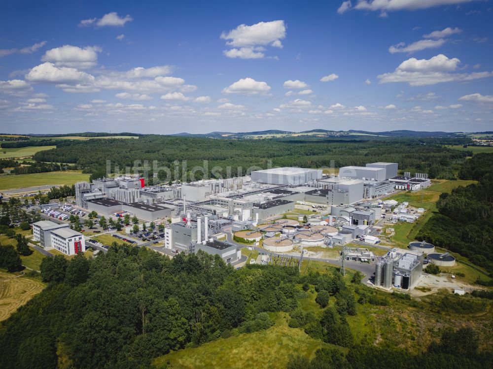 Luftaufnahme Feldschlößchen - Produktionsanlagen des Unternehmens Sachsenmilch im Ortsteil Leppersdorf in Wachau im Bundesland Sachsen