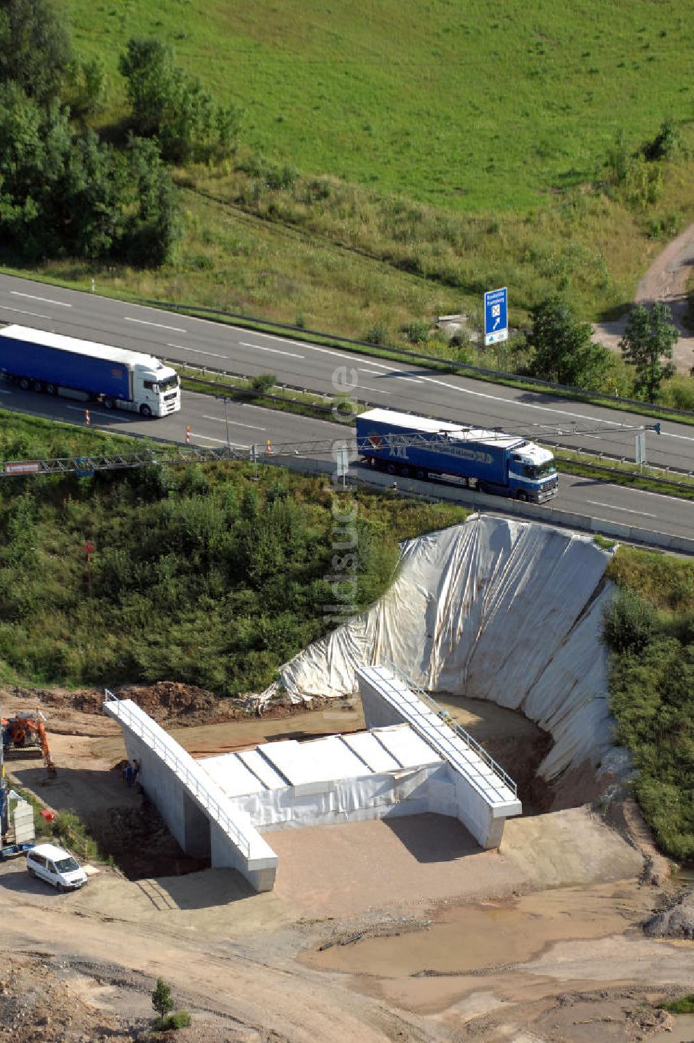 Luftaufnahme Eisenach - Projekt Nordverlegung Hörselberge der Autobahn E40 / A4 bei Eisenach