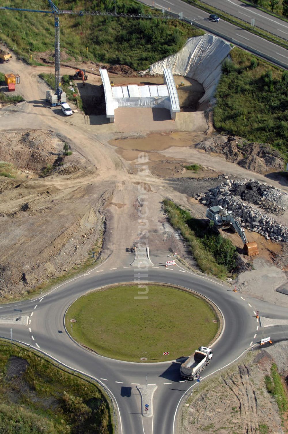 Eisenach von oben - Projekt Nordverlegung Hörselberge der Autobahn E40 / A4 bei Eisenach