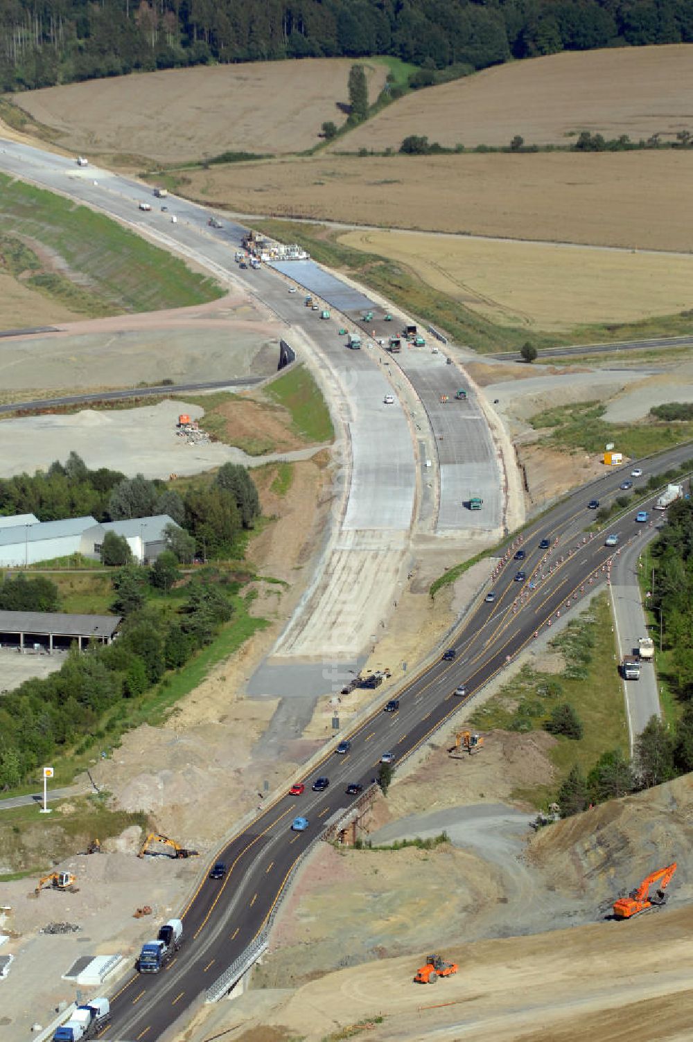 Eisenach von oben - Projekt Nordverlegung Hörselberge der Autobahn E40 / A4 bei Eisenach