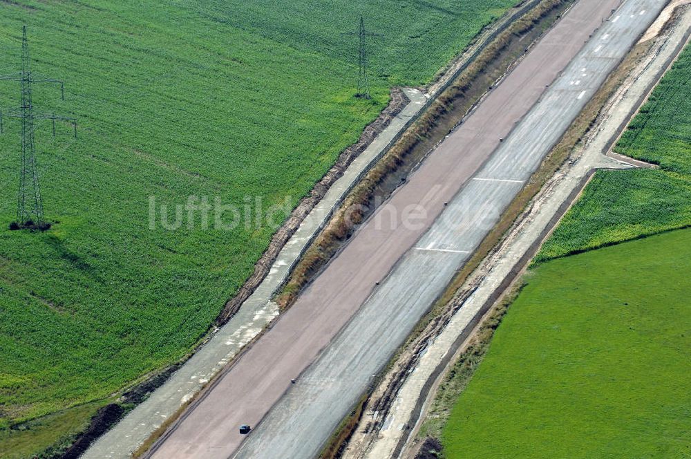 Großenlupnitz von oben - Projekt Nordverlegung Hörselberge der Autobahn E40 / A4 bei Groß