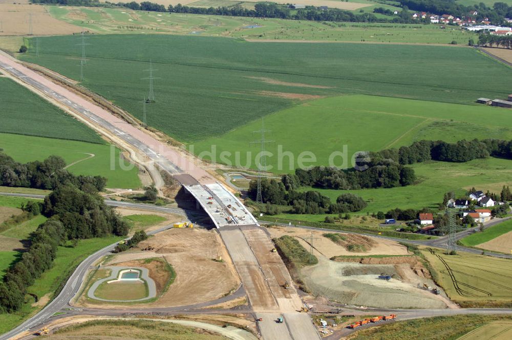 Luftaufnahme Großenlupnitz - Projekt Nordverlegung Hörselberge der Autobahn E40 / A4 bei Groß