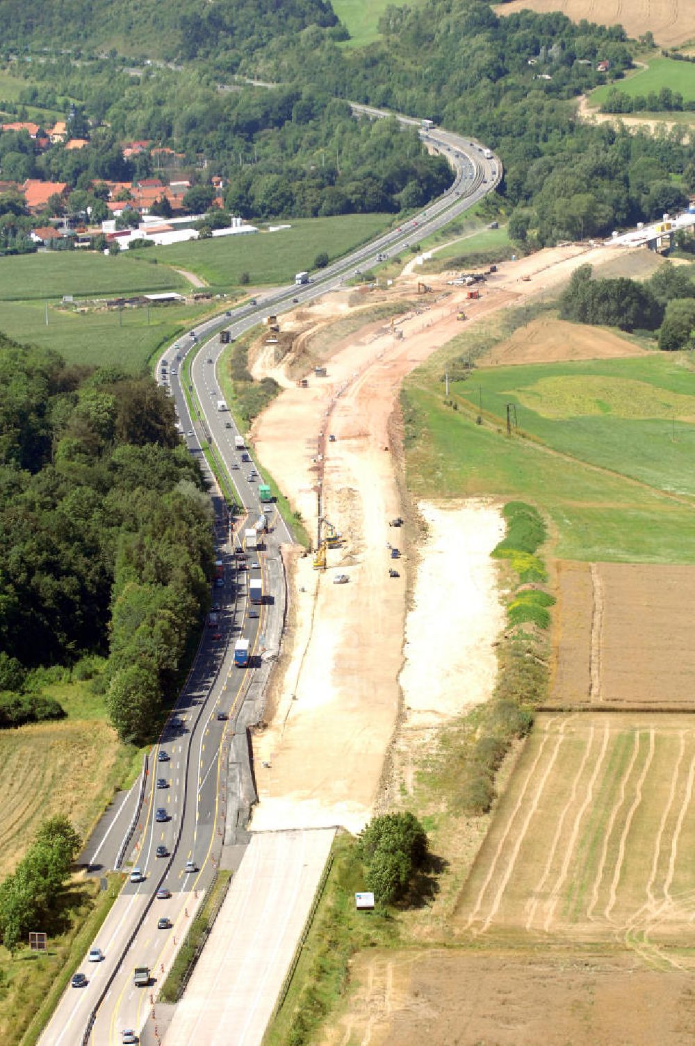 Luftaufnahme Sättelstädt - Projekt Nordverlegung Hörselberge der Autobahn E40 / A4 bei Sätt