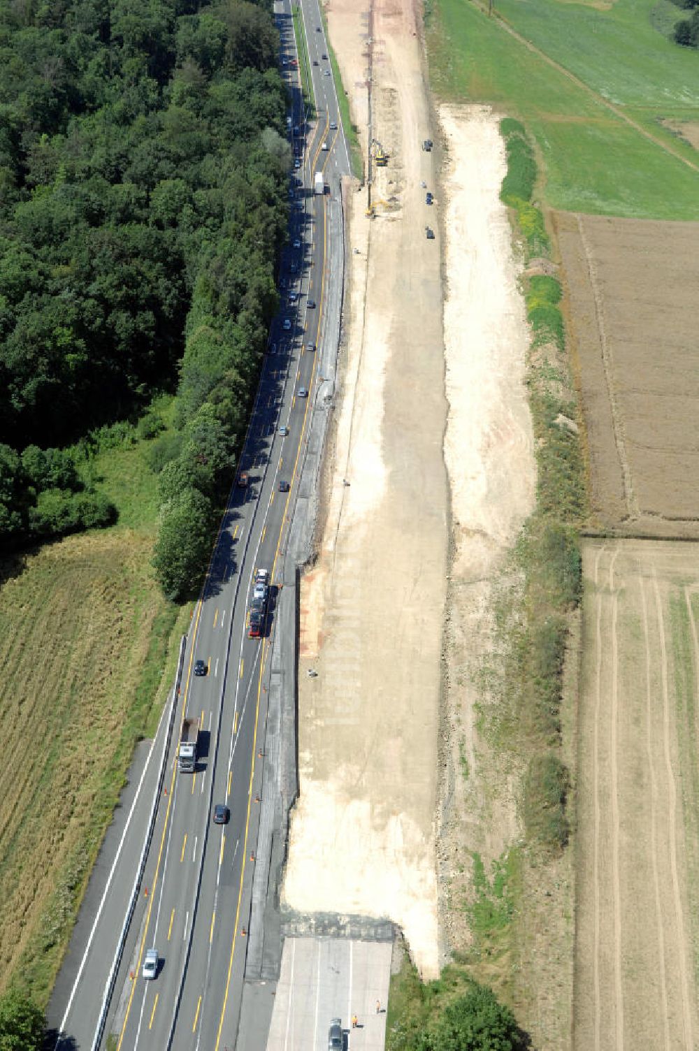 Luftbild Sättelstädt - Projekt Nordverlegung Hörselberge der Autobahn E40 / A4 bei Sätt