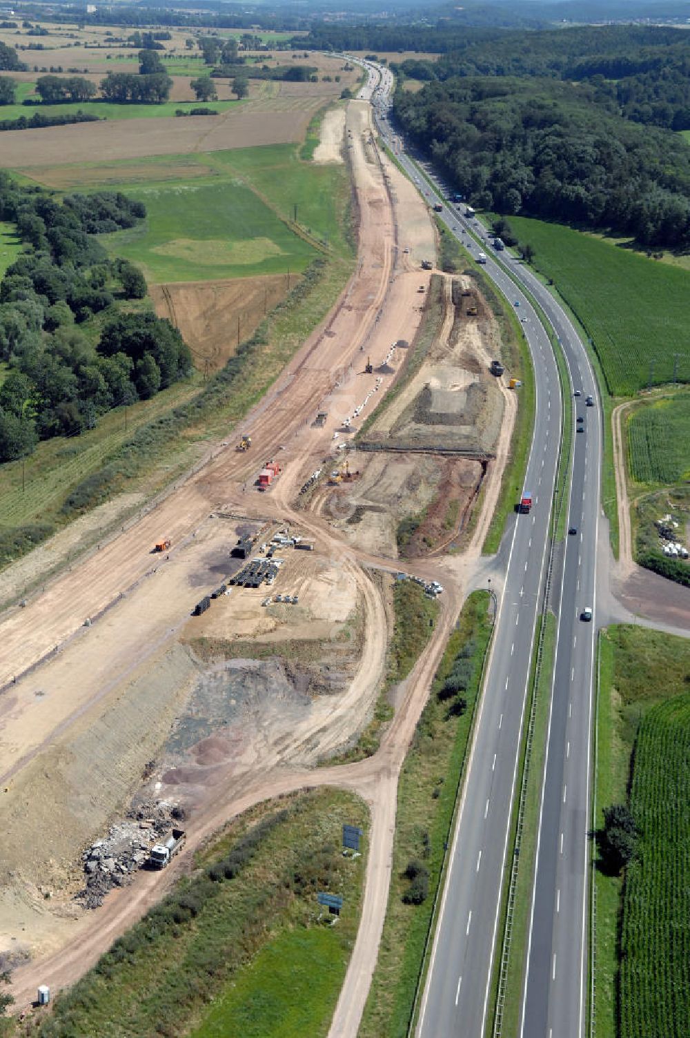 Luftaufnahme Sättelstädt - Projekt Nordverlegung Hörselberge der Autobahn E40 / A4 bei Sätt