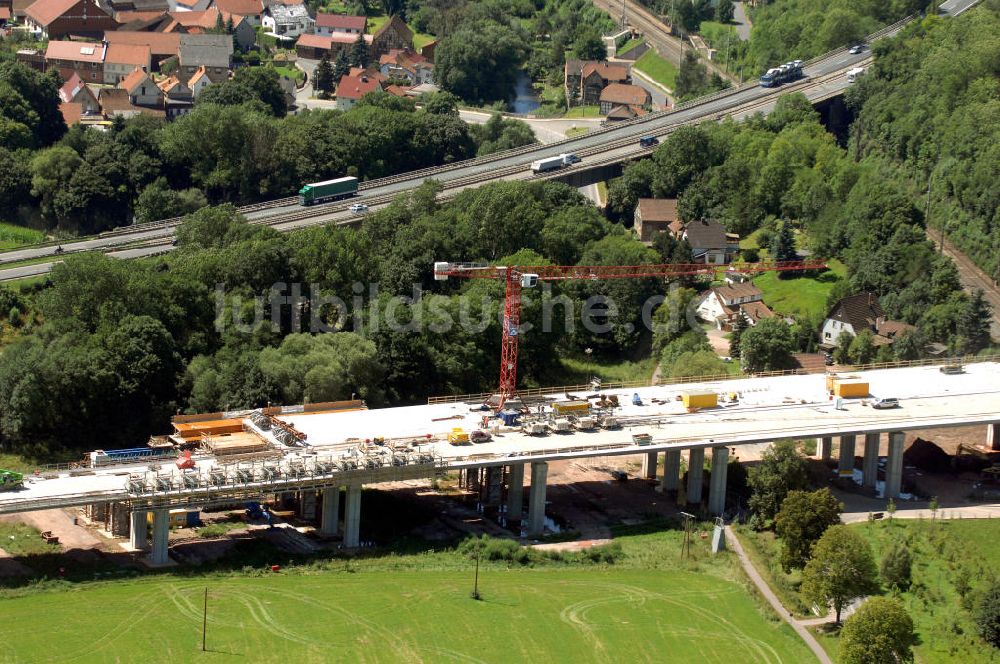 Sättelstädt aus der Vogelperspektive: Projekt Nordverlegung Hörselberge der Autobahn E40 / A4 bei Sätt