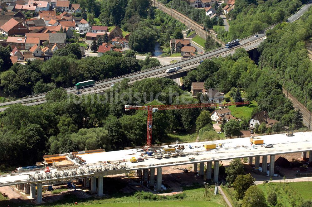 Luftbild Sättelstädt - Projekt Nordverlegung Hörselberge der Autobahn E40 / A4 bei Sätt