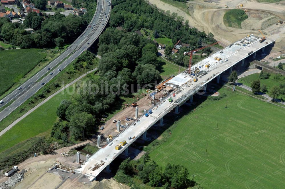 Luftbild Sättelstädt - Projekt Nordverlegung Hörselberge der Autobahn E40 / A4 bei Sätt