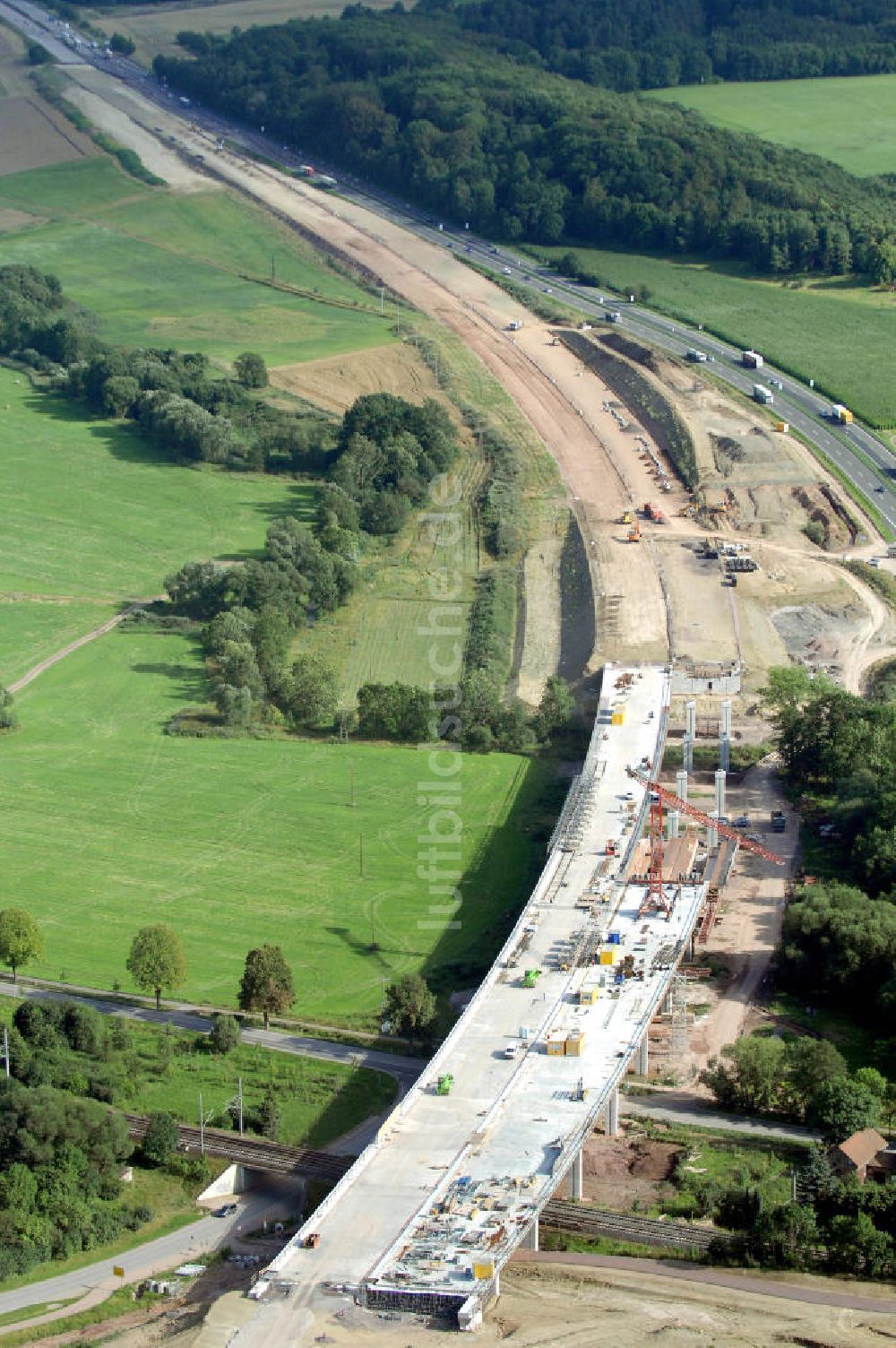 Luftbild Sättelstädt - Projekt Nordverlegung Hörselberge der Autobahn E40 / A4 bei Sätt