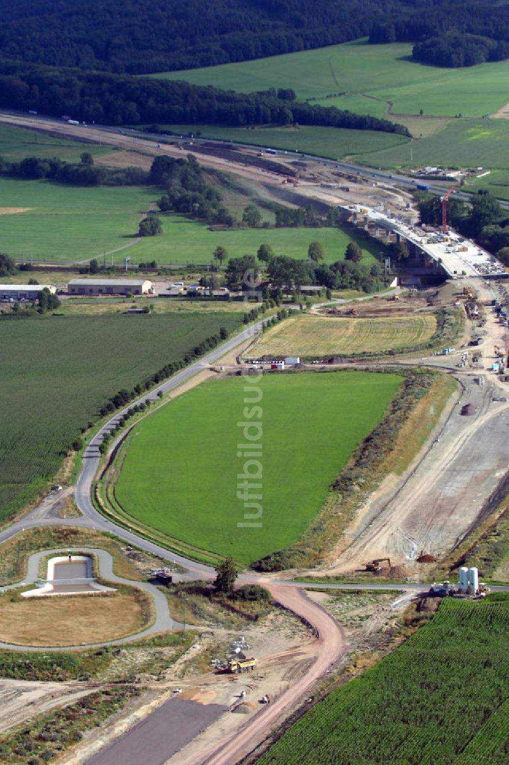 Luftbild Sättelstädt - Projekt Nordverlegung Hörselberge der Autobahn E40 / A4 bei Sättelstädt