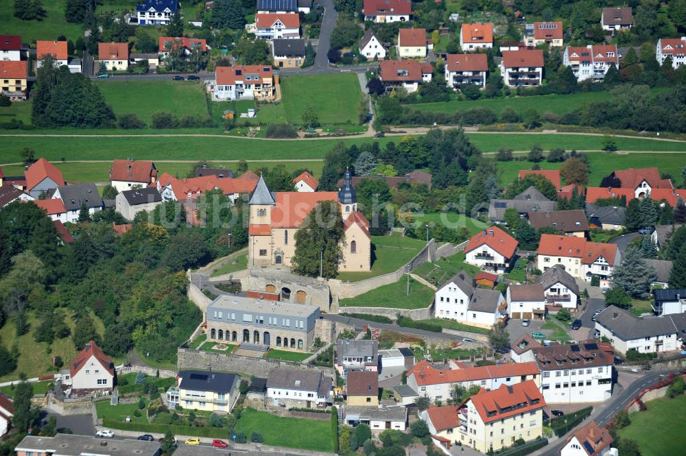 Fulda von oben - Propstei St. Peter auf dem Petersberg in Fulda in Hessen