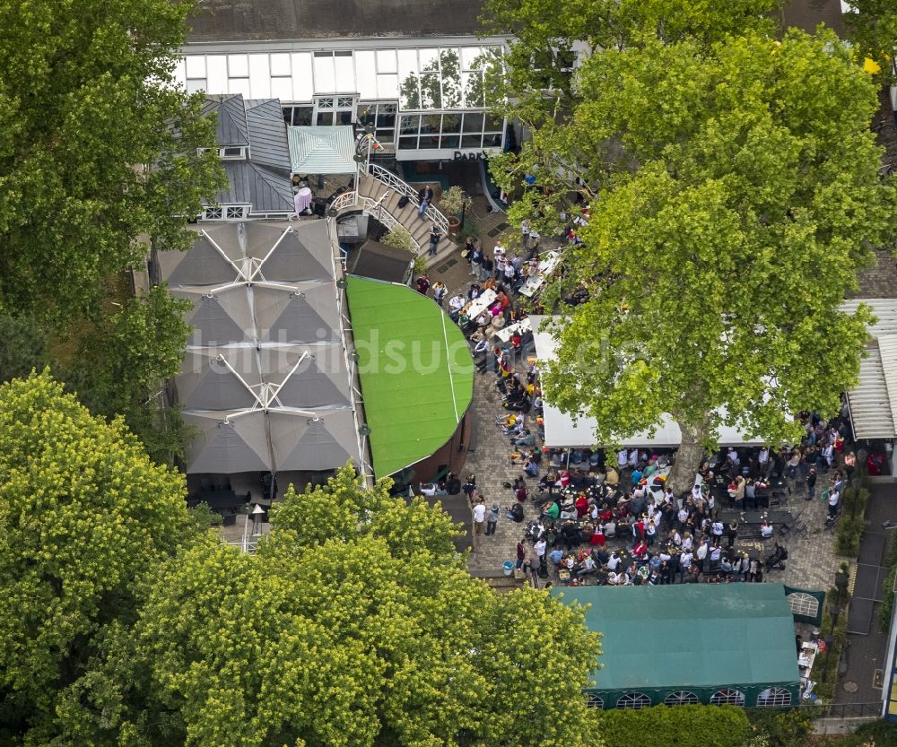 Luftaufnahme Herne - Public Viewing - Veranstaltung im Parkrestaurant anläßlich der Fussball WM 2014 in Herne im Bundesland Nordrhein-Westfalen