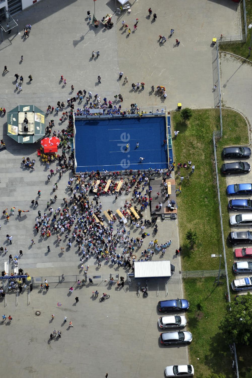 Magdeburg von oben - Public Viewing zum WM - Fußballspiel in Magdeburg