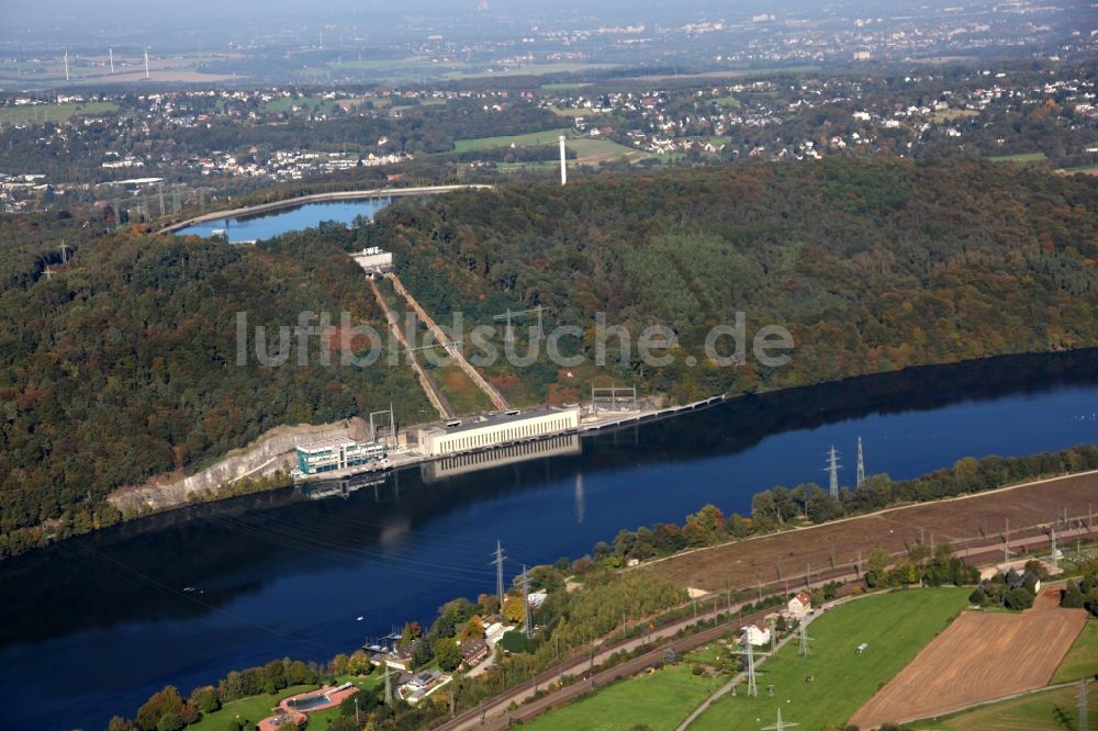 Herdecke von oben - Pumpspeicherkraftwerk am Hengsteysee in Herdecke im Bundesland Nordrhein-Westfalen