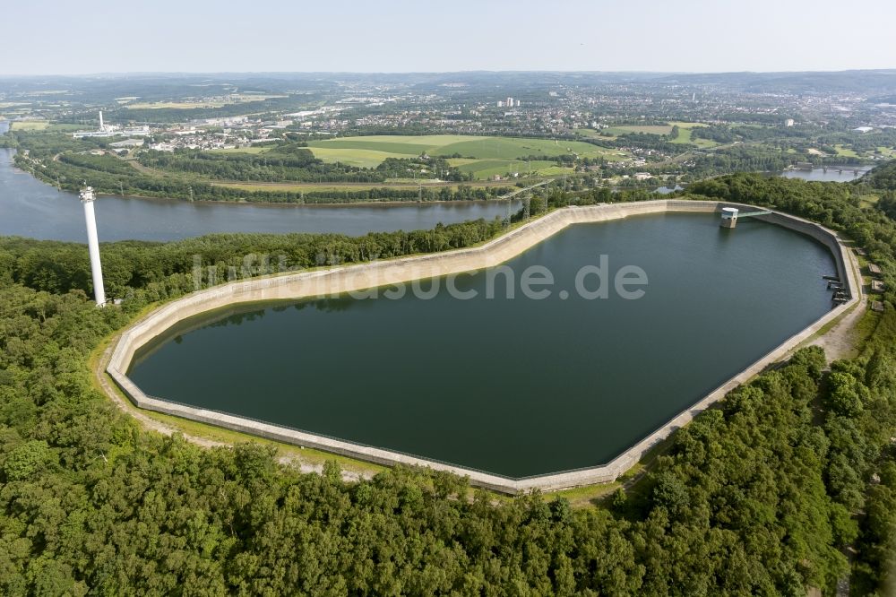 Luftaufnahme Herdecke - Pumpspeicherkraftwerk Koepchenwerk, einem Wasserkraftwerk mit Energie- Speicher am Hengsteysee in in Herdecke im Bundesland Nordrhein-Westfalen