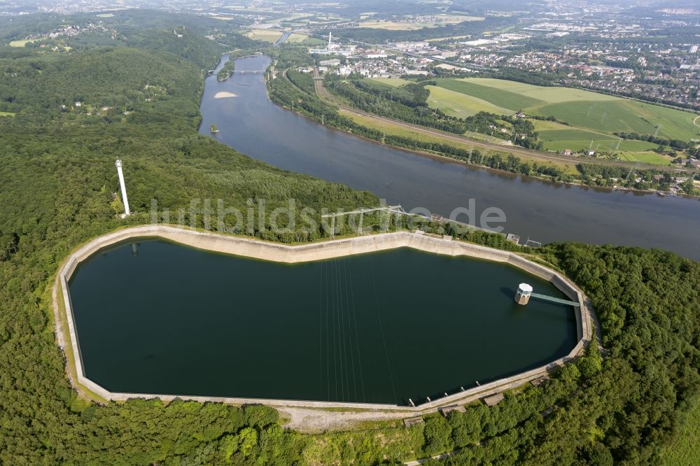 Luftaufnahme Herdecke - Pumpspeicherkraftwerk Koepchenwerk, einem Wasserkraftwerk mit Energie- Speicher am Hengsteysee in in Herdecke im Bundesland Nordrhein-Westfalen