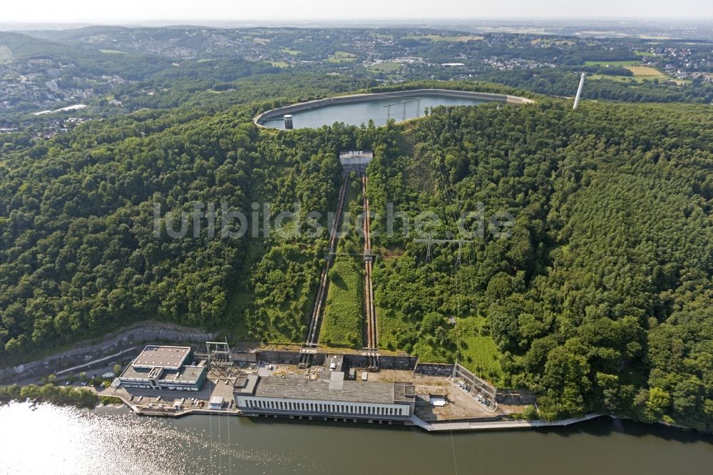 Luftbild Herdecke - Pumpspeicherkraftwerk Koepchenwerk, einem Wasserkraftwerk mit Energie- Speicher am Hengsteysee in in Herdecke im Bundesland Nordrhein-Westfalen